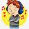 Person Listening to Music Clip Art