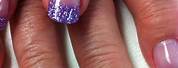 Pink Purple Glitter French Tip Nails