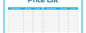 Price List for Small Business