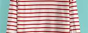 Red and White Striped Long Sleeve Sweater