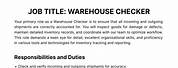 Warehouse Checker Job Description