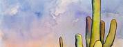 Watercolor Desert Cactus Landscape