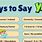 Ways to Say Yes