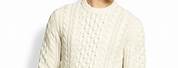 White Cable Knit Sweater Men's