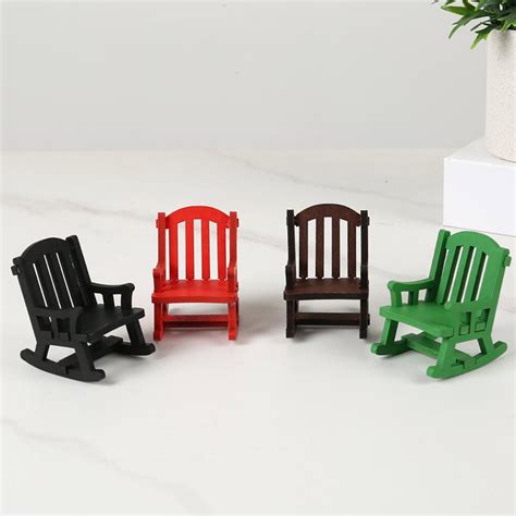 Dserhfy Miniature Rocking Chair 1:12/1:16 Scale Decorative Models Wood ...