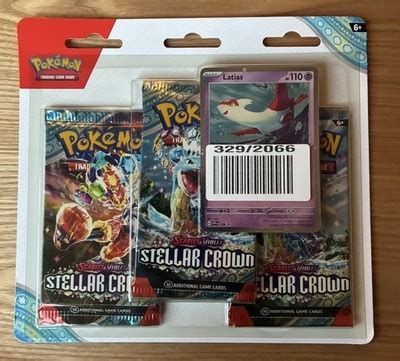 Pokemon TCG Scarlet & Violet Stellar Crown Latias 3 Pack Blister New ...