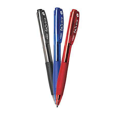 BIC BU3 Grip RT Ball Pens Medium Point 1.0 mm Assorted Ink Colors Pack ...