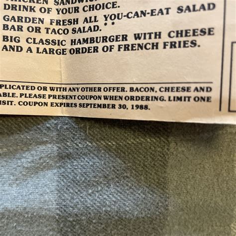 Vintage 1988 Wendy’s Coupons Fort Wayne Indiana - Gift Cards & Coupons