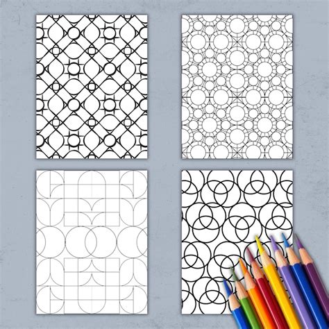 30 Pattern Coloring Pages for Adults & Kids, Stress Relief Geometric ...