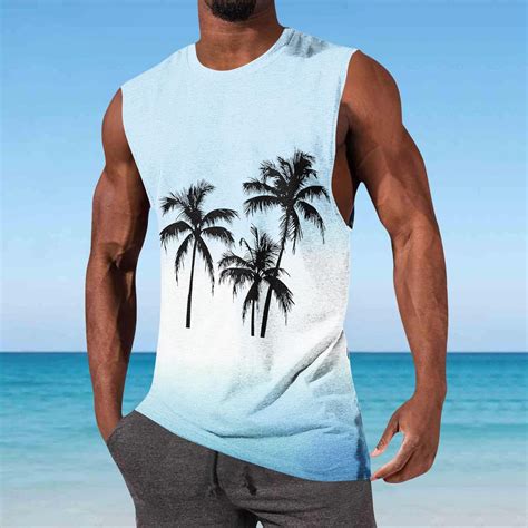 Yaoyar Mens Tank Tops Casual Summer Beach Vacation Hawaiian Graphic ...