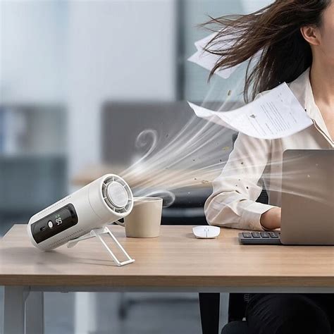 Turbo Handheld Fan, 5-Speed Portable Mini Fan with LED Battery ...