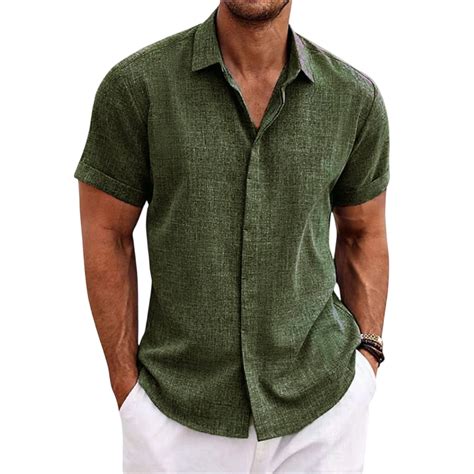 GrmtClth Men's Shirts 2026 Summer Beach Linen Tops Classic Short ...