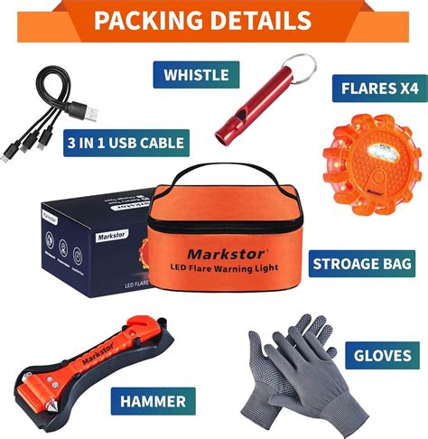 Wholesale Led Road Flares 4 Pack LED Flares Emergency Kit, USB Recharge ...