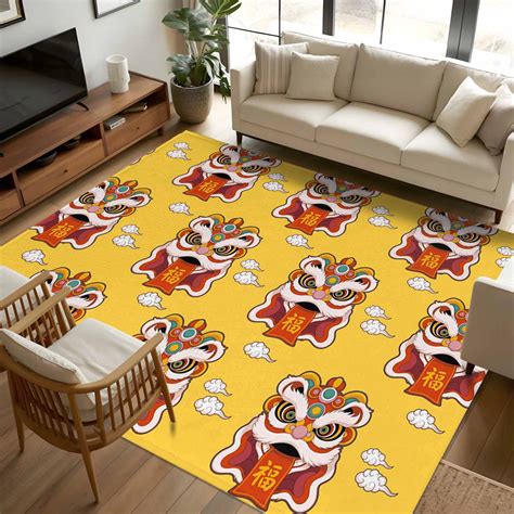 8x10 Area Rugs, Chinese Wind Non-Skid Rubber Backing Large Rectangle ...