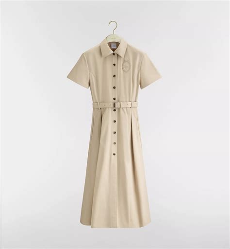 Mid-Length Dior Médaillon Shirtdress Beige Cotton and Silk Gabardine | DIOR