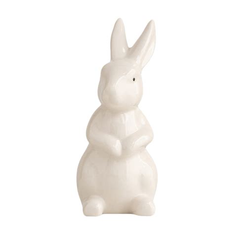 Ceramic Bunny Rabbits Figurine Decor - White Porcelain Modern Tabletop ...