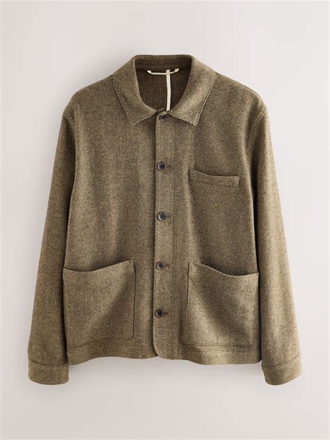 Buy Brown Smart Textured Twill Chore Jacket With Wool from Next India