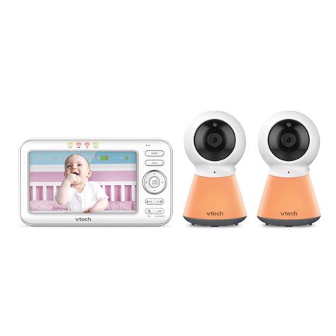 VTech Two Camera 5” Digital Video Baby Monitor with Night Light, White ...