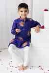 Buy Purple Muslin, Cotton Sequins Big Floral Print Kurta Set For Boys ...