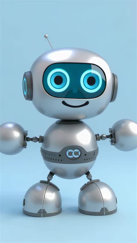 Vertical video: Warm light rising causing small chrome robot opening ...