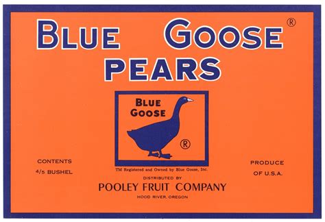 thelabelman Blue Goose Brand Vintage Hood River Oregon Pear Crate Label ...