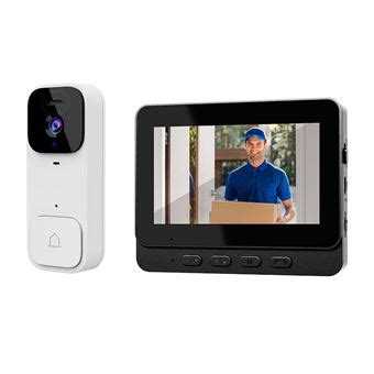 Sonnette vidéo intelligente,Aiorber,Écran intérieur 4,3 pouces ...