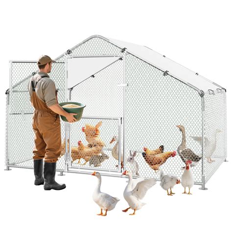 Chicken Coop 9.8x6.5x6.5ft Large Metal Chicken Run with Waterproof ...