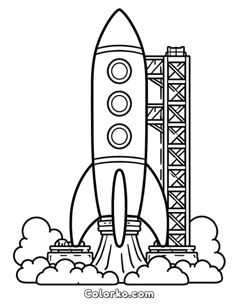 NASA Rocket Launching into Space Coloring Page Ages 10+
