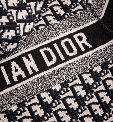 Cardigan réversible zippé à capuche Maille de cachemire mélangé à motif Dior Oblique bleu | DIOR