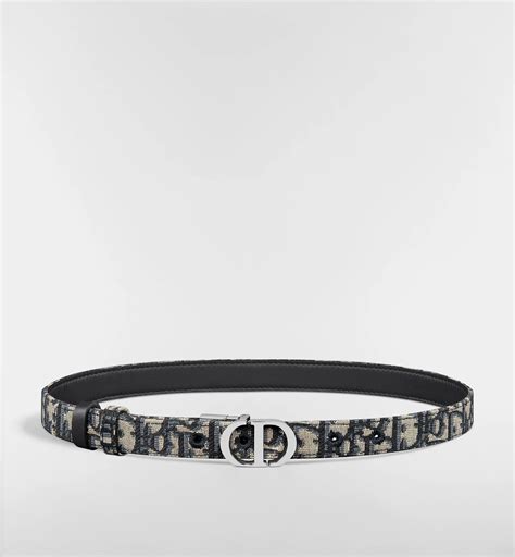 30 Montaigne Reversible Belt Blue Smooth Calfskin and Dior Oblique Jacquard, 20 MM | DIOR