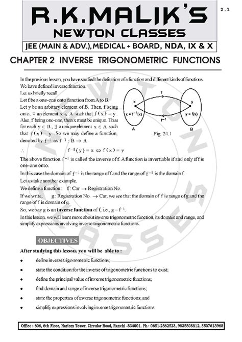 Inverse Trigonometric Functions - JEE (Main Adv.) Chapter 2 Notes - Studocu