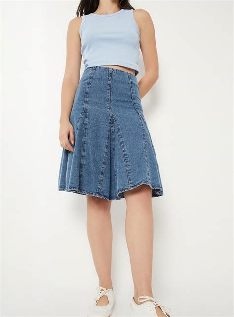 Buy Women Washed Flared Denim Skirt Online at just Rs. 999.0 ...