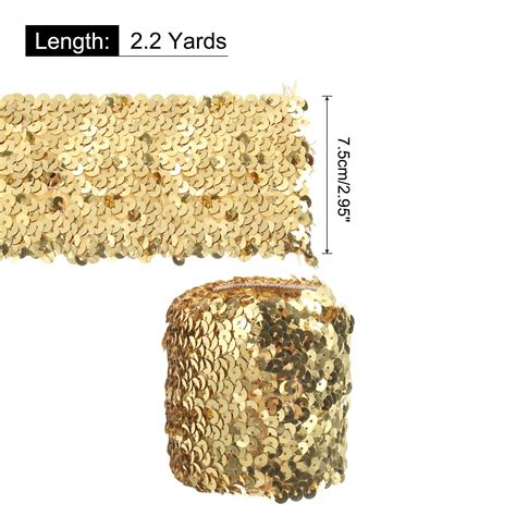 Sequins For Sewing 3 Inch Elastic Sequin Trim - 2.2 Yards Gold ...