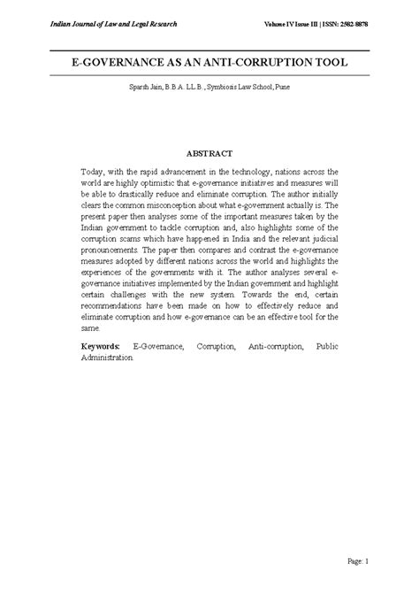Corruption and E-Governance: A Comparative Study (B.B.A. LL.B.) - Studocu