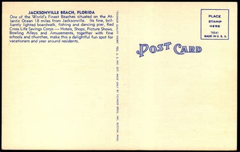 Postcard FL Jacksonville Florida Fishing Pier and Beach c1940 A17 | eBay UK