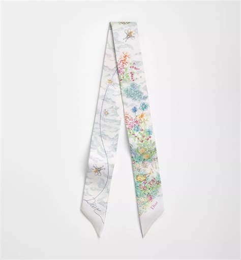 Dior Charming Garden Mitzah Scarf White Multicolor Silk Twill | DIOR