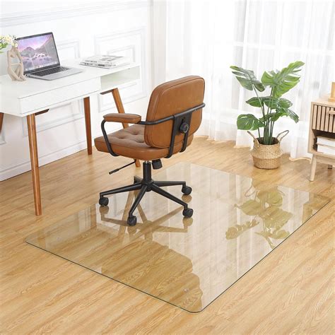 【GARVEE】Tempered Glass Chair Mat 55 x 46 Inch, 0.2 Inch Thick Clear ...