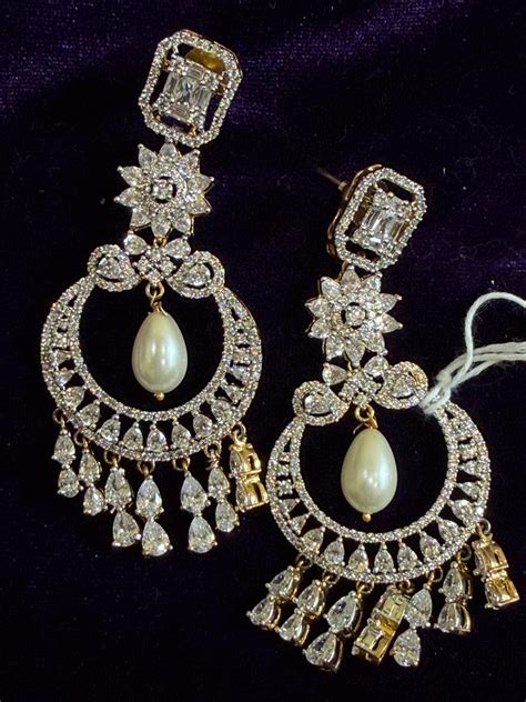 Diamond Earrings Bridal Jewelry Costume silver jewelry Alloy based Jew ...