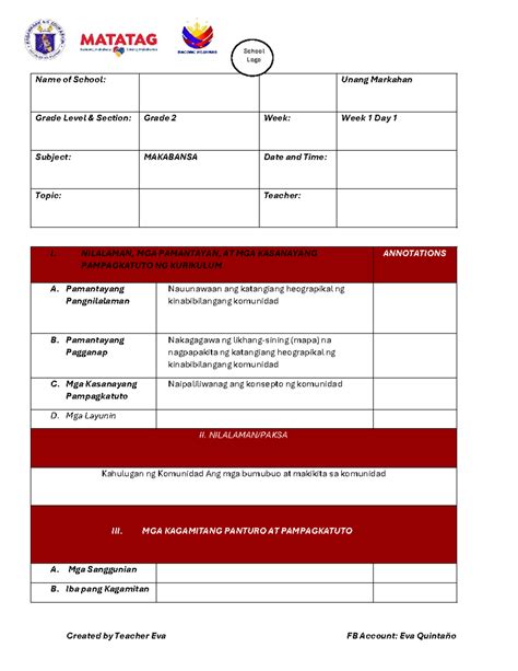 Q1 G2 Week 1 Lesson Plan: Understanding Community (MAKABANSA) - Studocu