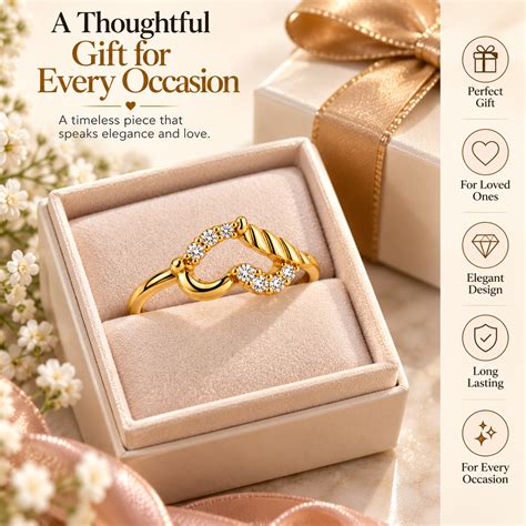 Gold Plated Floral Bypass Ring for Women, Open Band , Size 8 – Bria by SAAR