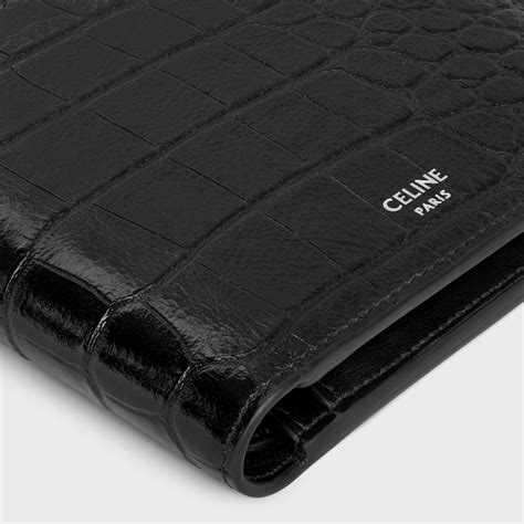 Bi-fold Wallet IN Crocodile Embossed Calfskin - Black | CELINE