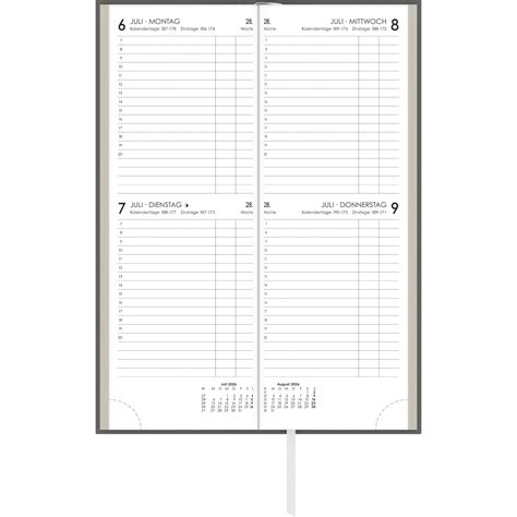 Zettler Tagevormerkbuch Leinen 2T/1S 2026 Terminbuch 10 × 30 cm, 2 Tage ...
