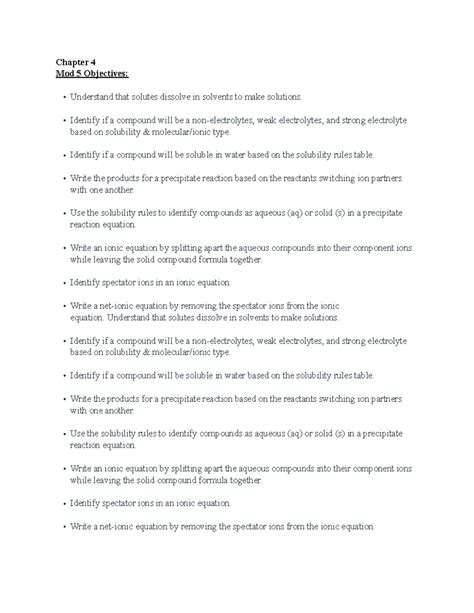 Chemistry Chapter 4: Solutions and Reactions - Studocu