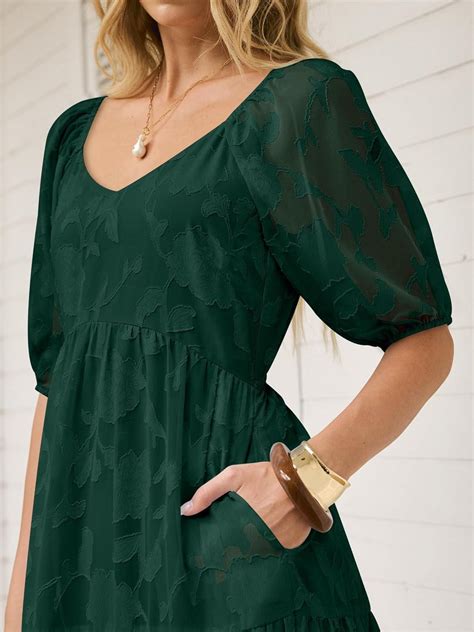 Caracilia Women’s 2026 Summer Casual Maxi Dresses Short Puff Sleeve V Neck A Line Floral Flowy ... - women boho wedding dress