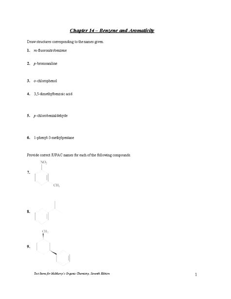 Chapter 14 Problems: Benzene & Aromaticity in Organic Chemistry - Studocu