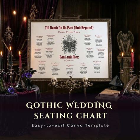 Gothic Wedding Seating Chart Template | Alternative Wedding Table Plan ...