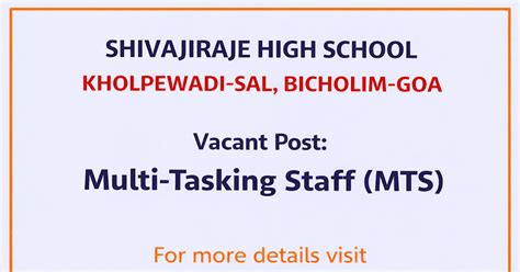 MTS Vacancy 2026 in Goa | Walk-in Interview at Shivajiraje High School ...