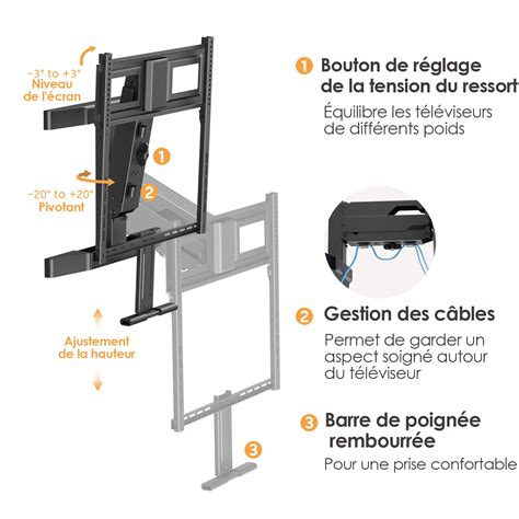Support mural coulissant télescopique à assistance pour écran de 43 à ...