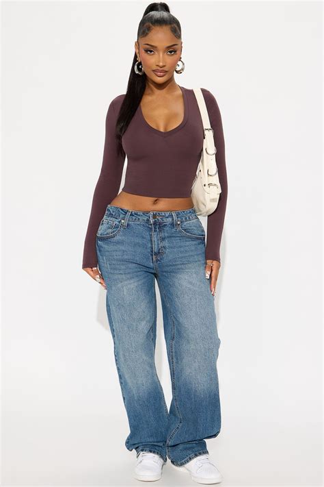 Nara Long Sleeve Top - Dark Brown | Fashion Nova