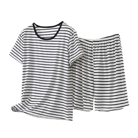 Fewfanhot 2 Piece Sets for Women Spring Summer Ladies Striped Short ...
